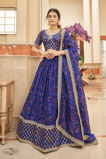Dn 7421 By Zeel Designer Partywear Floral Lehenga Choli Collection